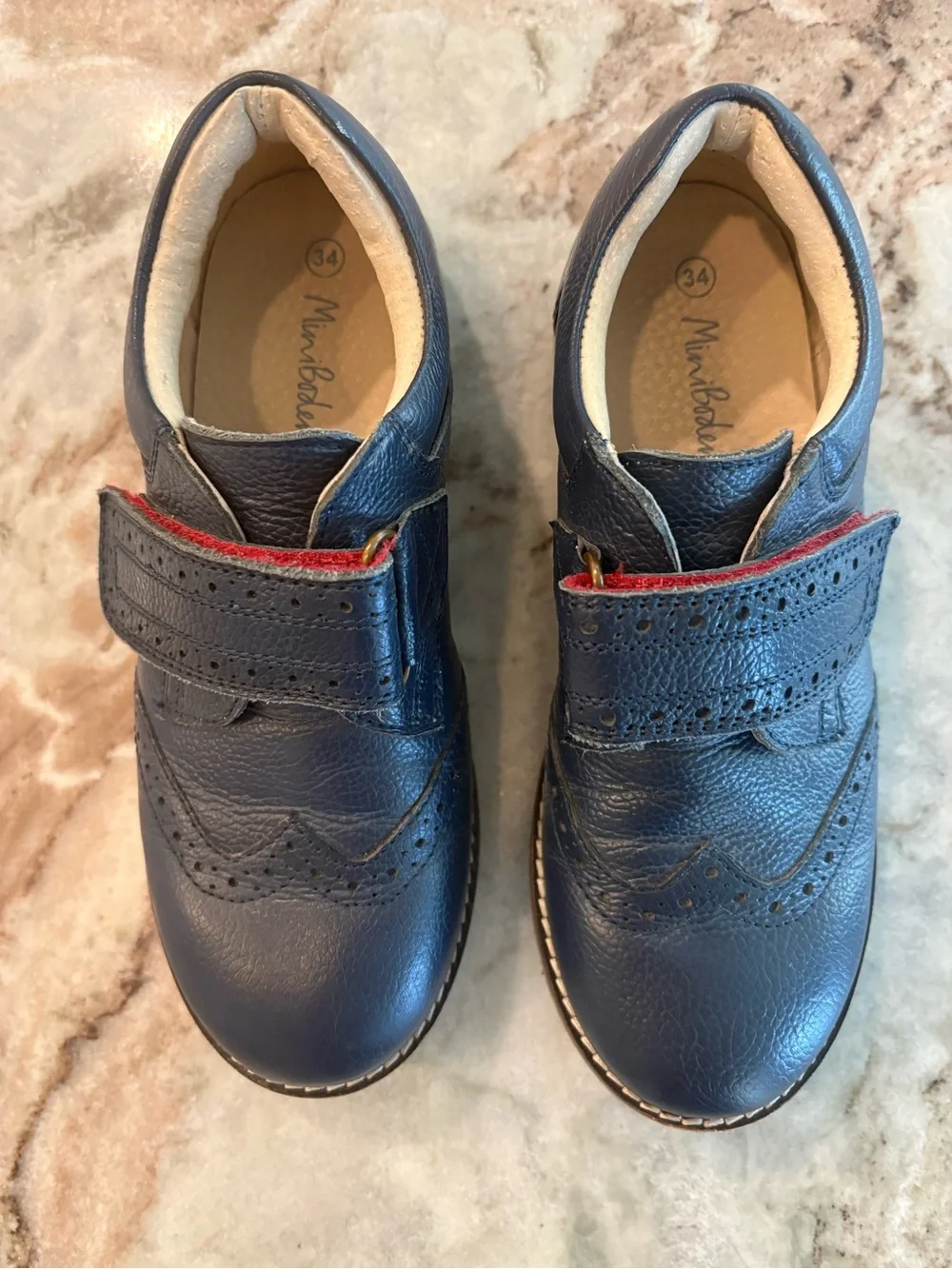 Mini Boden Boys Classic Navy Boys Dress Shoes School Easy On Slip On Size 34